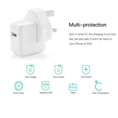 12W USB Port Travel Charger for iPad Series / iPod Series / iPhone Series , UK Plug