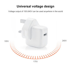 12W USB Port Travel Charger for iPad Series / iPod Series / iPhone Series , UK Plug