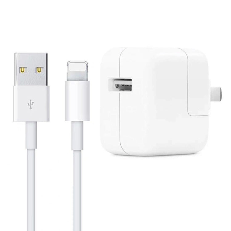 12W USB Charger + USB to 8 Pin Data Cable for iPad / iPhone / iPod Series, US Plug