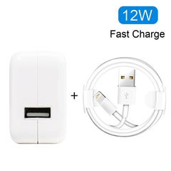 12W USB Charger + USB to 8 Pin Data Cable for iPad / iPhone / iPod Series, EU Plug