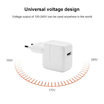 12W USB Charger + USB to 8 Pin Data Cable for iPad / iPhone / iPod Series, EU Plug