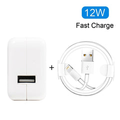 12W USB Charger + USB to 8 Pin Data Cable for iPad / iPhone / iPod Series, UK Plug