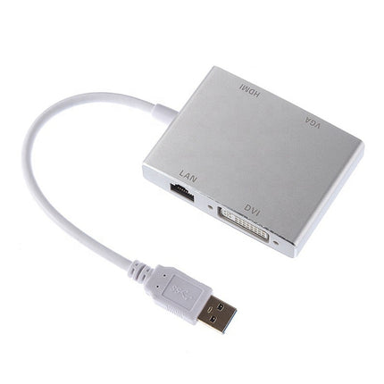 WS-03 4 in 1 USB 3.0 to VGA + HDMI + DVI + RJ45 Network Card Ethernet Converter