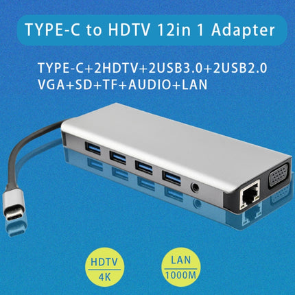 WS-04 12-in-1 Type-C Notebook Multi-function Docking Station, 12 in 1