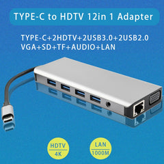 WS-04 12-in-1 Type-C Notebook Multi-function Docking Station, 12 in 1