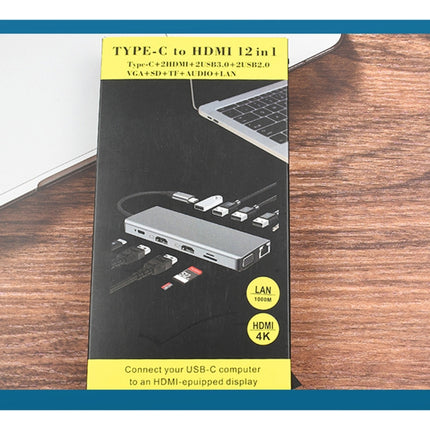 WS-04 12-in-1 Type-C Notebook Multi-function Docking Station, 12 in 1