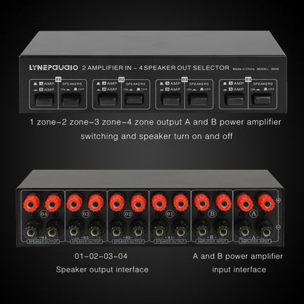 2-in 4-out Power Amplifier Speaker Switcher Splitter Comparator 300W Per Channel Without Loss Of Sound Quality, B048