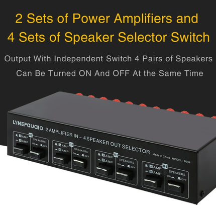 2-in 4-out Power Amplifier Speaker Switcher Splitter Comparator 300W Per Channel Without Loss Of Sound Quality, B048