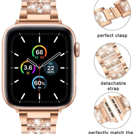 Three Stainless Steel Straps with Rhinestones, For Series 7 41mm / 6 & SE & 5 & 4 40mm / 3 & 2 & 1 38mm, For Series 7 45mm / 6 & SE & 5 & 4 44mm / 3 & 2 & 1 42mm