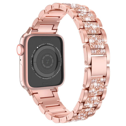 Three Stainless Steel Straps with Rhinestones, For Series 7 41mm / 6 & SE & 5 & 4 40mm / 3 & 2 & 1 38mm, For Series 7 45mm / 6 & SE & 5 & 4 44mm / 3 & 2 & 1 42mm