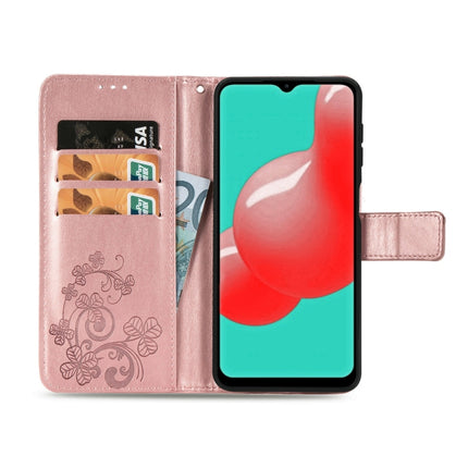 Four-leaf Clasp Embossed Buckle Mobile Phone Protection Leather Case with Lanyard & Card Slot & Wallet & Bracket Function, For Samsung Galaxy A32 4G, For Samsung Galaxy A22 5G, For Samsung Galaxy A22 4G, For OPPO F19
