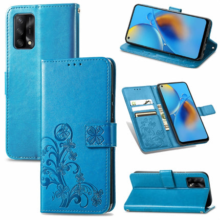 Four-leaf Clasp Embossed Buckle Mobile Phone Protection Leather Case with Lanyard & Card Slot & Wallet & Bracket Function, For Samsung Galaxy A32 4G, For Samsung Galaxy A22 5G, For Samsung Galaxy A22 4G, For OPPO F19