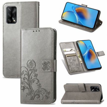Four-leaf Clasp Embossed Buckle Mobile Phone Protection Leather Case with Lanyard & Card Slot & Wallet & Bracket Function, For Samsung Galaxy A32 4G, For Samsung Galaxy A22 5G, For Samsung Galaxy A22 4G, For OPPO F19