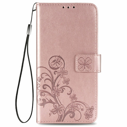 Four-leaf Clasp Embossed Buckle Mobile Phone Protection Leather Case with Lanyard & Card Slot & Wallet & Bracket Function, For LG Stylo 7 4G