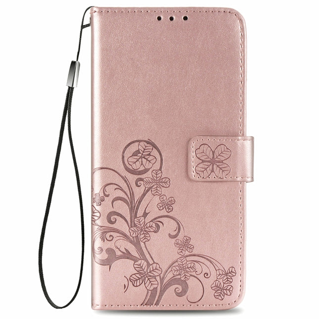 Four-leaf Clasp Embossed Buckle Mobile Phone Protection Leather Case with Lanyard & Card Slot & Wallet & Bracket Function, For LG Stylo 7 4G