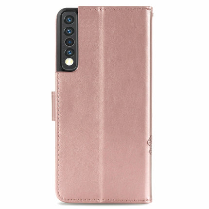 Four-leaf Clasp Embossed Buckle Mobile Phone Protection Leather Case with Lanyard & Card Slot & Wallet & Bracket Function, For LG Stylo 7 4G