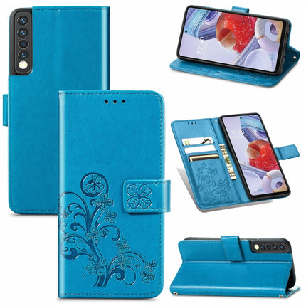 Four-leaf Clasp Embossed Buckle Mobile Phone Protection Leather Case with Lanyard & Card Slot & Wallet & Bracket Function, For LG Stylo 7 4G