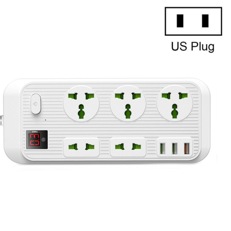 T17 3000W High-power 24-hour Smart Timing Socket QC3.0 USB Fast Charging Power Strip Socket , Cable Length: 2m, US Plug