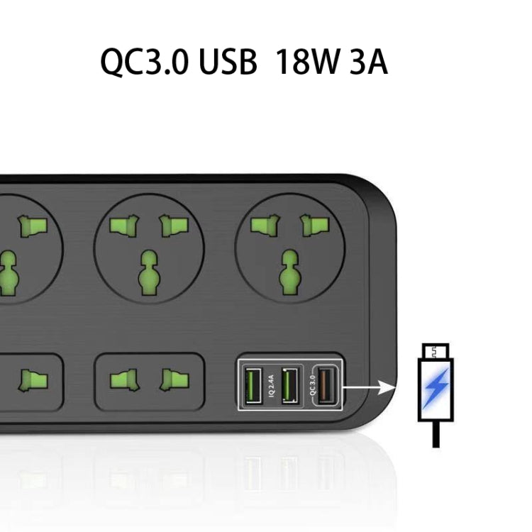 T17 3000W High-power 24-hour Smart Timing Socket QC3.0 USB Fast Charging Power Strip Socket , Cable Length: 2m, US Plug