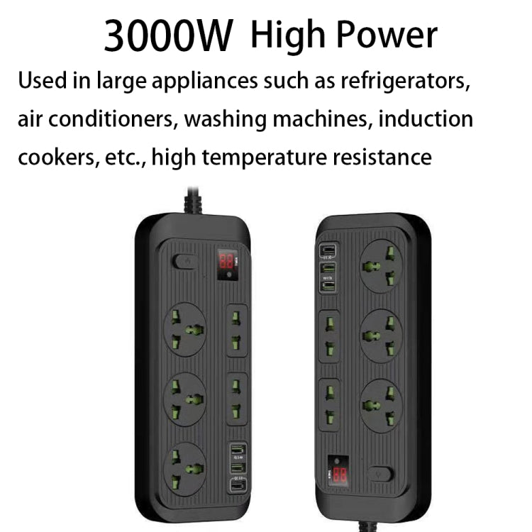 T17 3000W High-power 24-hour Smart Timing Socket QC3.0 USB Fast Charging Power Strip Socket , Cable Length: 2m, US Plug
