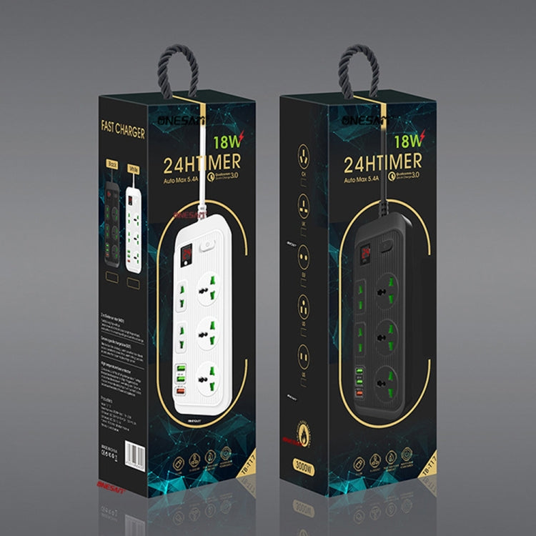 T17 3000W High-power 24-hour Smart Timing Socket QC3.0 USB Fast Charging Power Strip Socket , Cable Length: 2m, US Plug