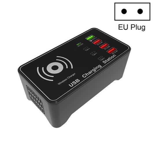 Cargador USB A7 de alta potencia de 100 W, 4 x PD de 20 W + QC3.0 + cargador inalámbrico Qi de 15 W, estación de carga inteligente con múltiples puertos, enchufe de la UE, enchufe de EE. UU., enchufe de AU, enchufe de Reino Unido