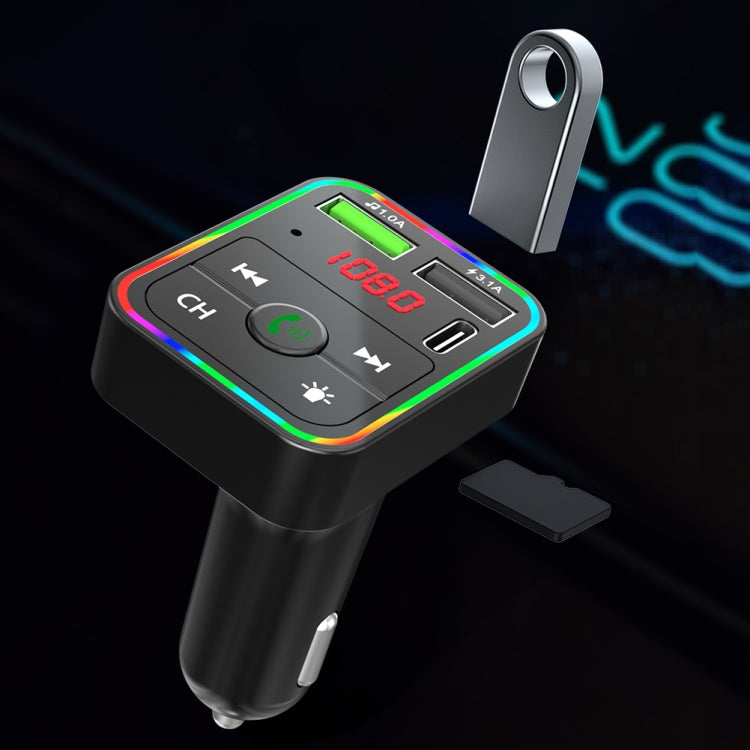 F2 Car FM Transmitter MP3 USB Charger Player with LED Backlight FM Transmitter with Bluetooth Transmitter Car Player Kit, F2