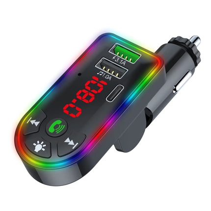 F7 Car MP3 Player 12V Colorful Breathing Light QC3.1 Wireless Dual Port Fast Charging PD