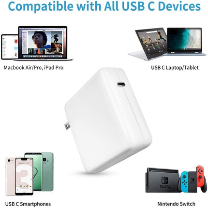 96W USB-C / Type-C Power Adapter Portable Charger with 1.8m USB-C / Type-C to USB-C / Type-C Charging Cable,