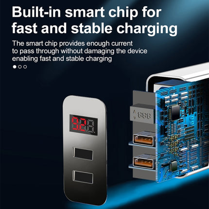 F002C QC3.0 USB + USB 2.0 Fast Charger with LED Digital Display for Mobile Phones and Tablets, UK Plug, UK Plug