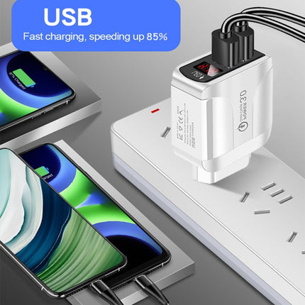 F002C QC3.0 USB + USB 2.0 Fast Charger with LED Digital Display for Mobile Phones and Tablets, UK Plug, UK Plug