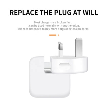 Adaptador de corriente XJ01 de 2 piezas para cargador de iPad de 10 W y 12 W y cargador de MacBook, enchufe británico, enchufe británico