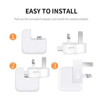 Adaptador de corriente XJ01 de 2 piezas para cargador de iPad de 10 W y 12 W y cargador de MacBook, enchufe británico, enchufe británico