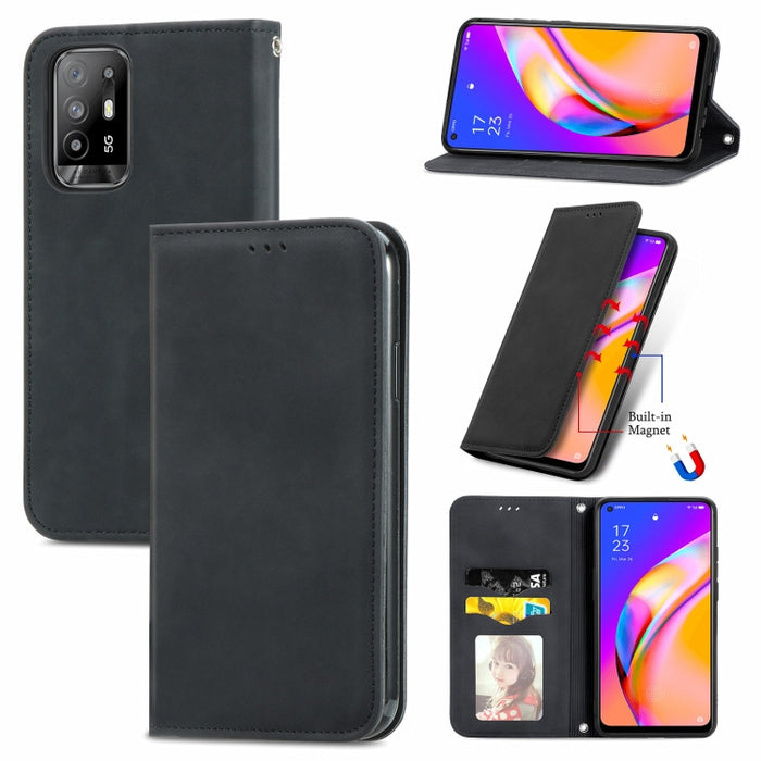 Retro Skin Feel Business Magnetic Horizontal Flip Leather Case With Holder & Card Slots & Wallet & Photo Frame, For OPPO A94 5G, For OPPO A54 5G, For OPPO Reno 5 5G, For OPPO Reno 5 5G X3 Lite, For OPPO Realme C21