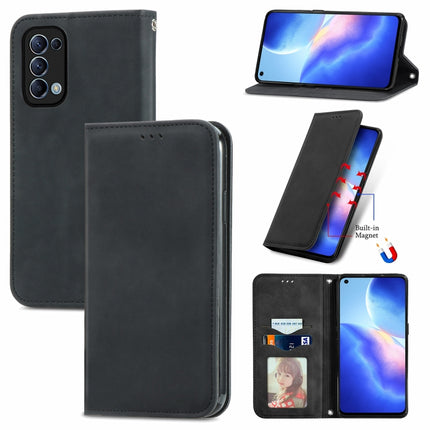 Retro Skin Feel Business Magnetic Horizontal Flip Leather Case With Holder & Card Slots & Wallet & Photo Frame, For OPPO A94 5G, For OPPO A54 5G, For OPPO Reno 5 5G, For OPPO Reno 5 5G X3 Lite, For OPPO Realme C21