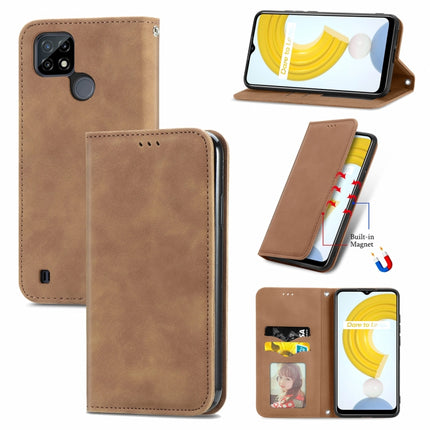 Retro Skin Feel Business Magnetic Horizontal Flip Leather Case With Holder & Card Slots & Wallet & Photo Frame, For OPPO A94 5G, For OPPO A54 5G, For OPPO Reno 5 5G, For OPPO Reno 5 5G X3 Lite, For OPPO Realme C21