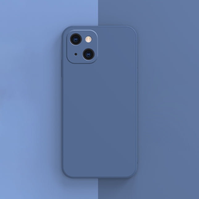 Solid Color Cube Straight Edge Liquid Silicone Lining Flannel Case, For iPhone 13 mini, For iPhone 13 Pro