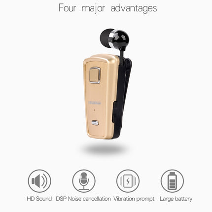 F980 CSR4.1 Retractable Cable Caller Vibration Reminder Anti-theft Bluetooth Headset, White