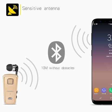 F980 CSR4.1 Retractable Cable Caller Vibration Reminder Anti-theft Bluetooth Headset, White