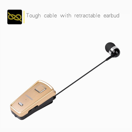 F980 CSR4.1 Retractable Cable Caller Vibration Reminder Anti-theft Bluetooth Headset, White