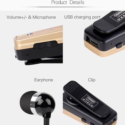 F980 CSR4.1 Retractable Cable Caller Vibration Reminder Anti-theft Bluetooth Headset, White