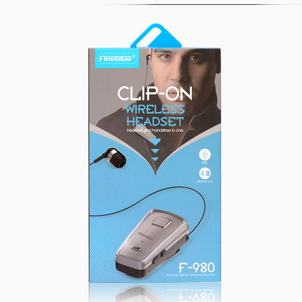 F980 CSR4.1 Retractable Cable Caller Vibration Reminder Anti-theft Bluetooth Headset, White