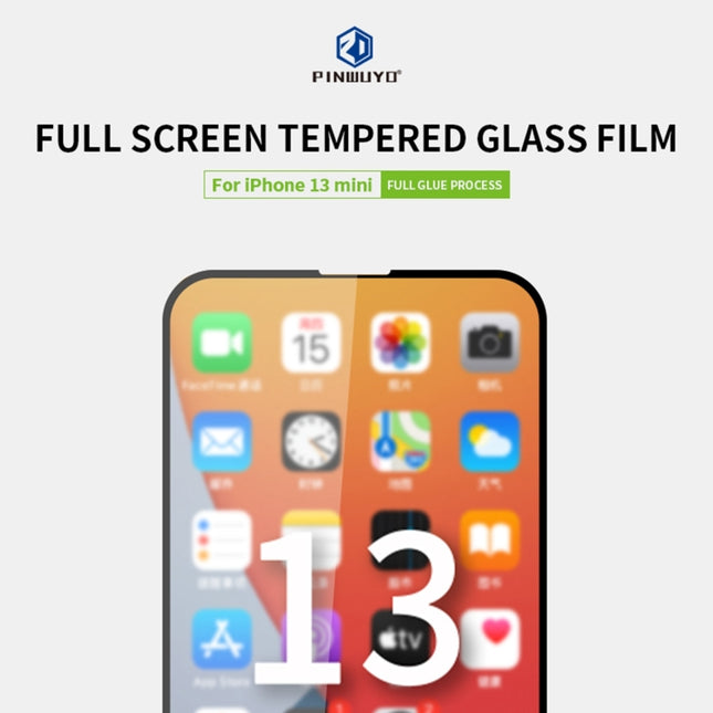 PINWUYO 9H 2.5D Full Screen Tempered Glass Film, For iPhone 13 mini, For iPhone 13 / 13 Pro, For iPhone 13 Pro Max
