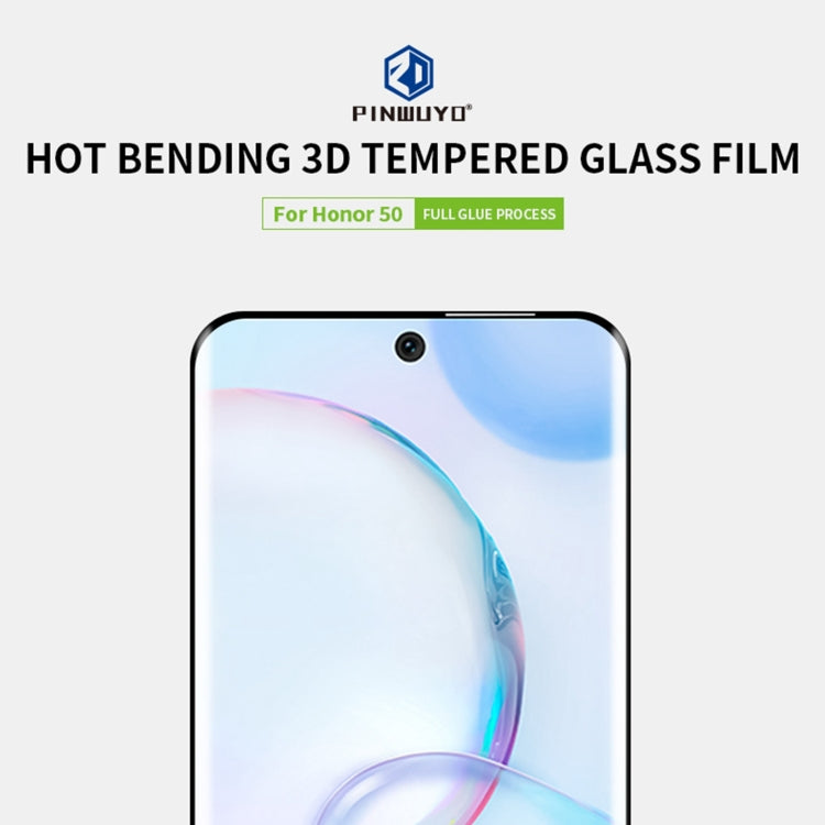 PINWUYO 9H 3D Hot Bending Tempered Glass Film, For Honor 50, For Honor 50 Pro