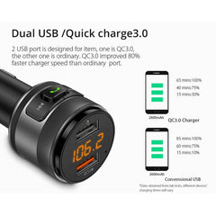 C57 QC3.0 Wireless FM Transmitter Fast Car Charger Bluetooth 5.0 Hands-free Car Modulator USB Flash Memory MP3 Player