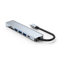 7 In 1 HDMI+SD/TF+USB2.0x2+USB3.0+PD to Type-C HUB Docking Station