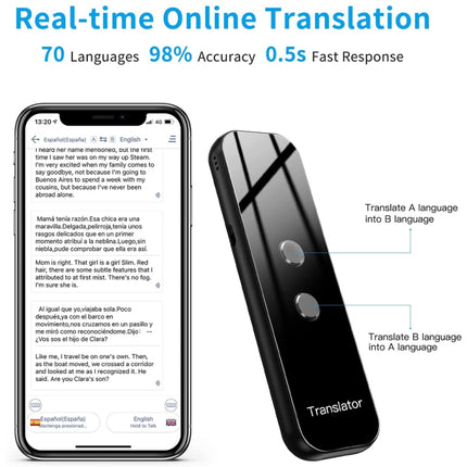 G6 Portable Instant Real Time Voice Translator Multi Language Translator Voice Translaty Personal Travel Assistant, G6 Gray, G6 Black