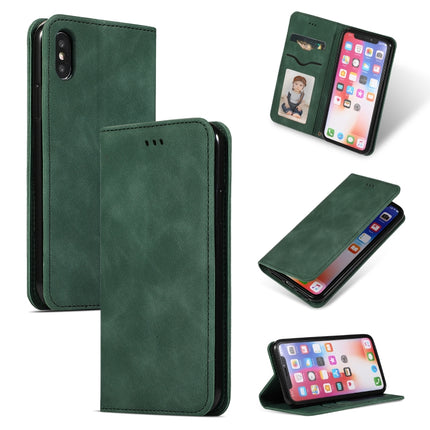 Retro Skin Feel Business Magnetic Horizontal Flip Leather Case for iPhone XS Max, Army Green, Brown, Red, Navy Blue, Dark Gray