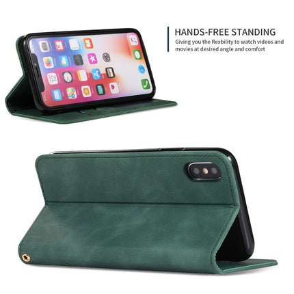 Retro Skin Feel Business Magnetic Horizontal Flip Leather Case for iPhone XS Max, Army Green, Brown, Red, Navy Blue, Dark Gray