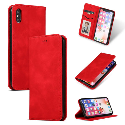 Retro Skin Feel Business Magnetic Horizontal Flip Leather Case for iPhone XS Max, Army Green, Brown, Red, Navy Blue, Dark Gray